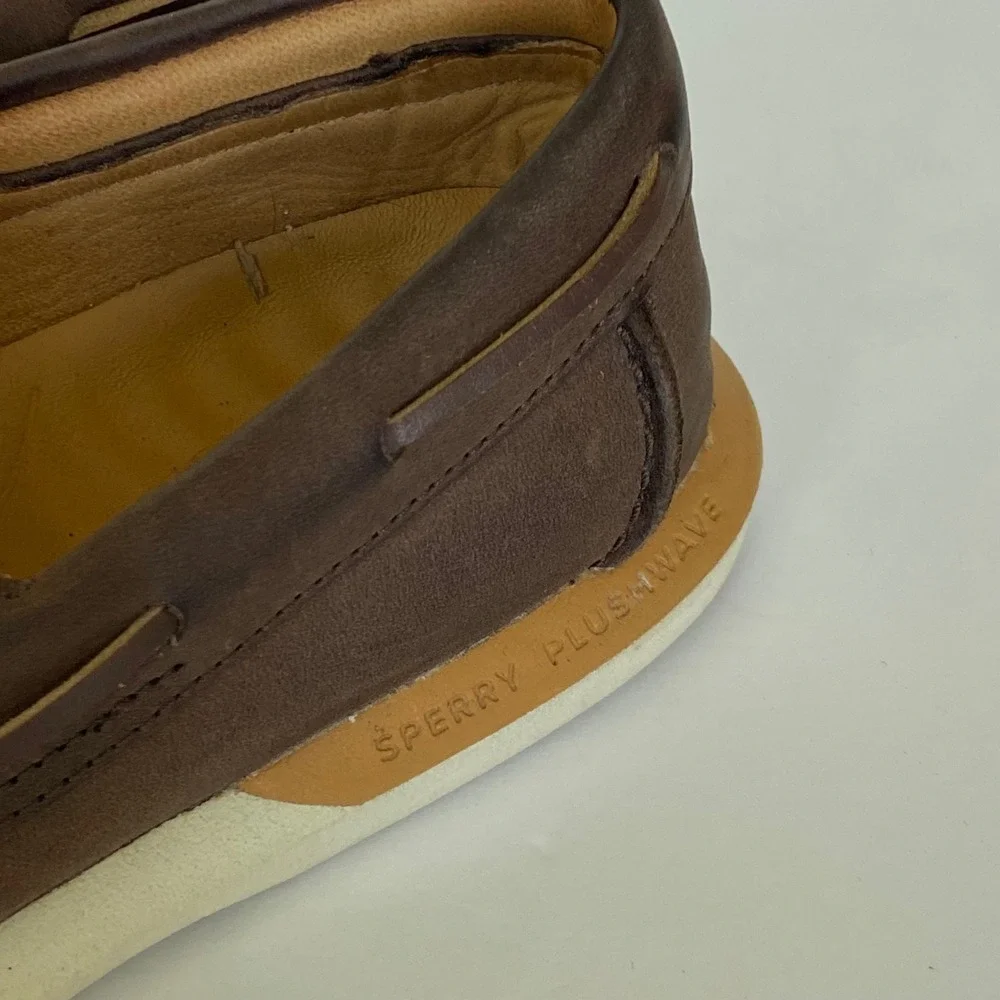 Sperry Gold Cup Plushwave Mens Brown Leather Boat Shoes STS24502 Size 10.5